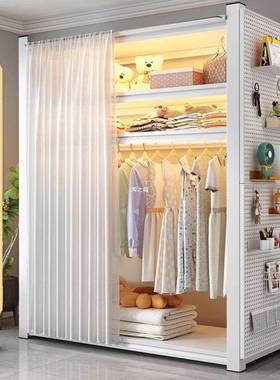 OUG架架衣柜开放式衣置物架带遮挡帘衣收纳加厚多层出租屋简易帽