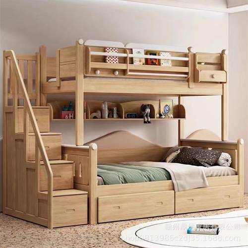 全实木子母床双层床小户型儿上下橡胶6210#木护栏童床高低床上下