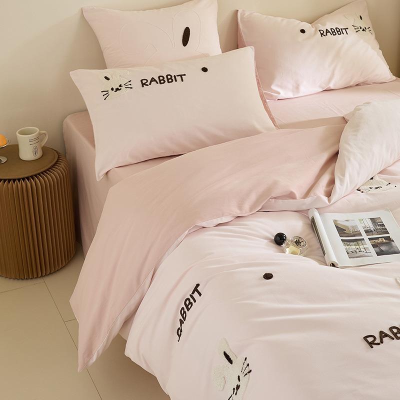 高端A类100全棉上磨毛四件套棉冬季纯毛巾绣被ZHIJI-A套床单床用S