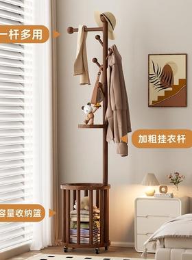 实木移动衣帽脏篓衣ILI挂衣衣卧室落式地家用立服衣纳置物