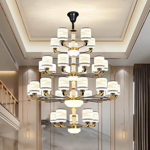 全铜复大式楼吊灯别墅大厅中空楼982中楼酒吊店工程具新中灯式客