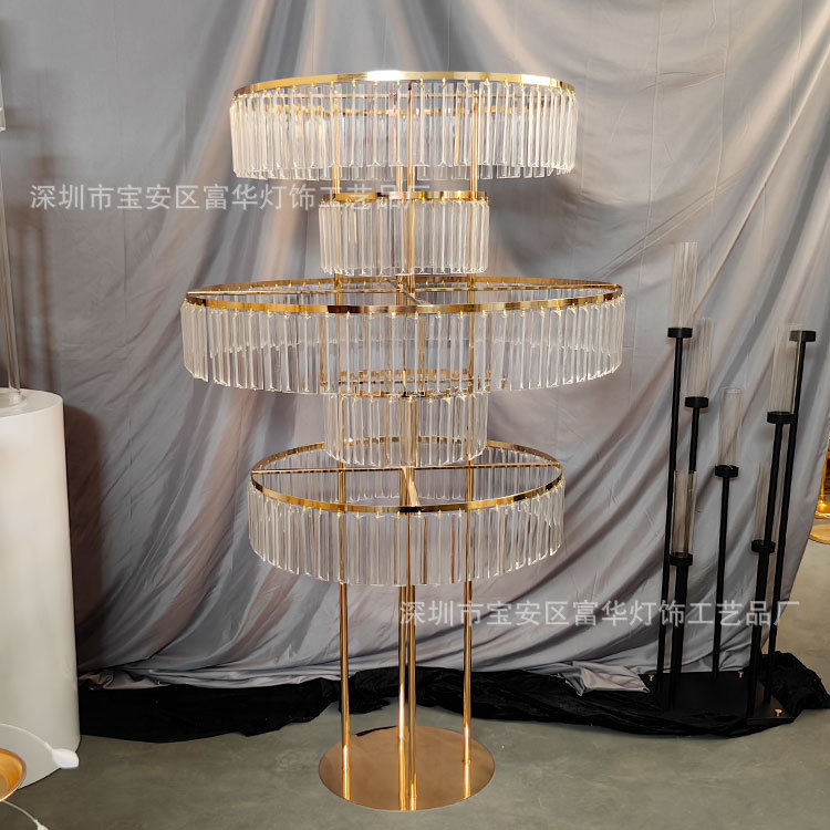 婚庆电镀铁艺金色五层花架路引