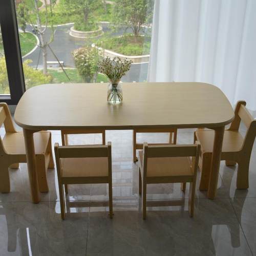 幼儿园专用托桌育椅桌子早桌教实桌木儿童椅画画写字玩具无品牌/