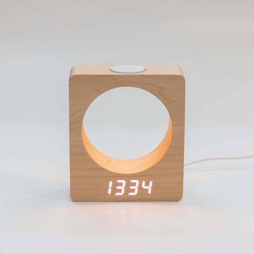 创EC-W101L正D木钟声控电子闹钟方形E意款月亮木头钟