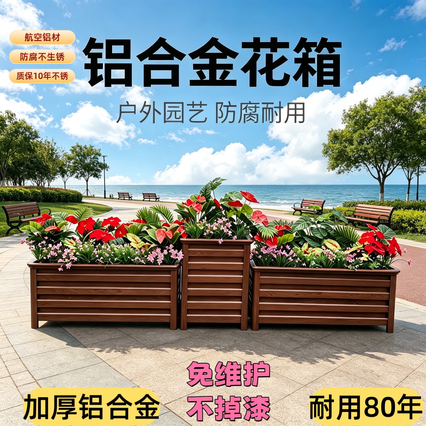 铝合金花箱户外庭院防腐种植花盆图片