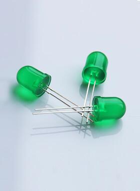 8mm透明绿发绿灯珠8MM圆头绿发绿色长脚直插led发光二极管