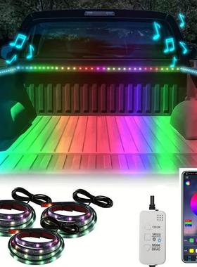 热销皮卡车后备箱照明灯RGB气氛踏板灯F150通用汽车LED幻彩流光灯
