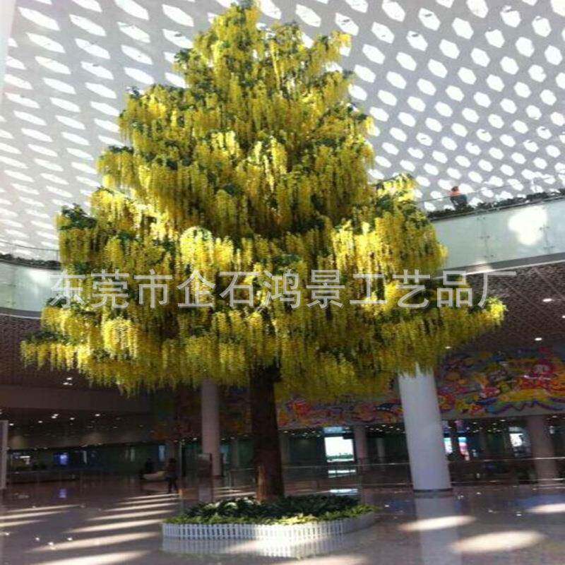 仿紫藤花树、真豆树玻璃钢树落花地树酒机场店商hj场装饰树