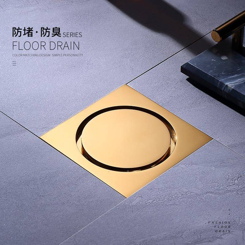 欧式铜DL2203形玫瑰金防堵圆防臭式下水2道卫生间通用隐形式地漏D
