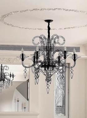 现代设计后梯师挑灯巴洛克美式别墅楼60896空复式黑色蜡烛客厅大
