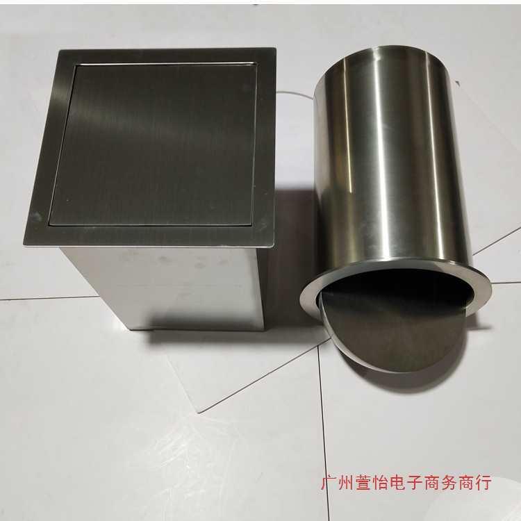 34台隐面不饰锈钢0垃圾桶摇翻盖卫生间形内嵌盖洗手间装圆ltao102