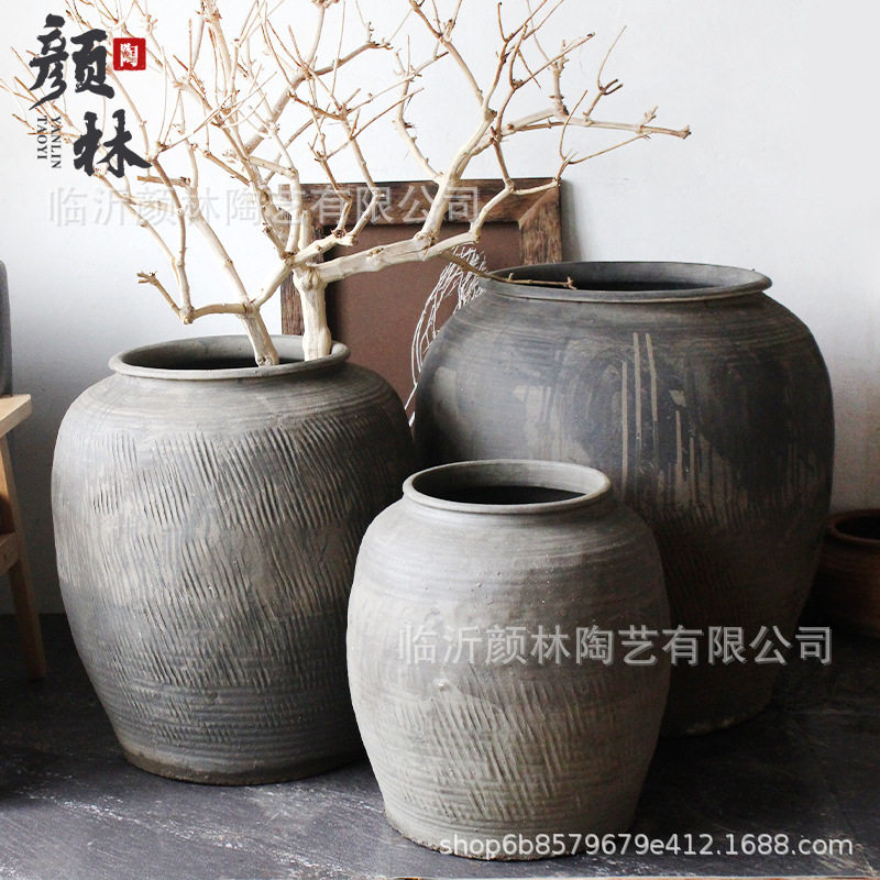 大号粗旧仿古陶落地花盆