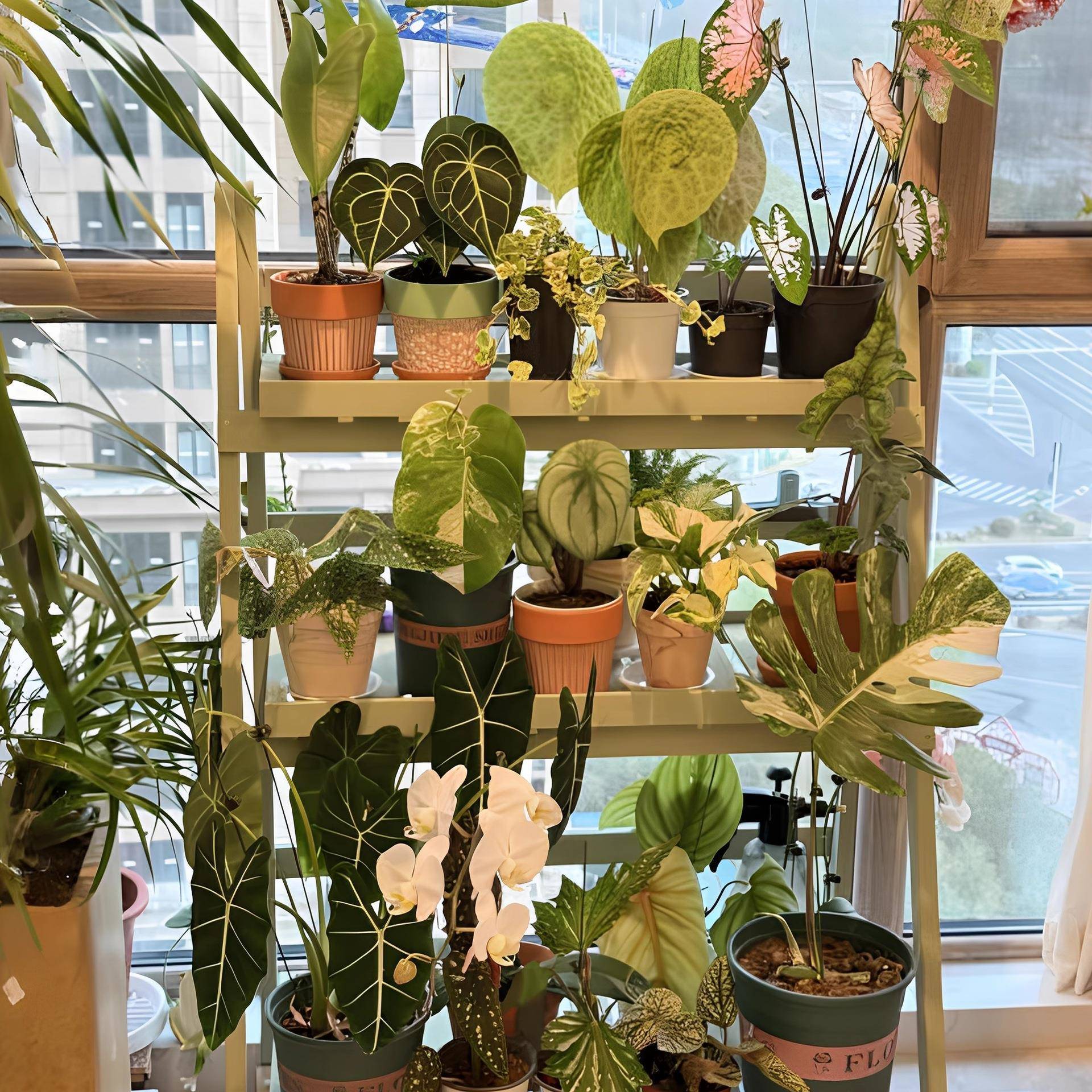 绿植置物多肉985花架实子阳台多架层落地式木放植物摆架移动花架