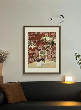 《餐边百合花》轻画法式客厅装饰餐古壁典艺术厅挂画中古风SNZA20