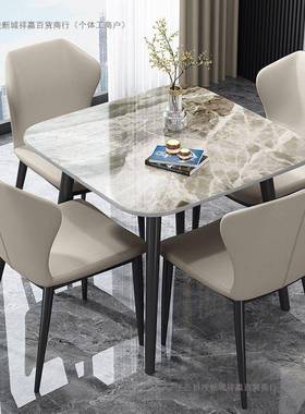 意式进板口亮面岩餐桌正方形小用户型休闲AHV接待洽红谈桌网家吃