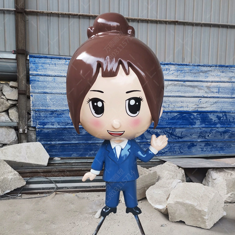 玻璃钢卡通雕塑制作设计教师卡通形象公园林景观小品装饰人物摆件