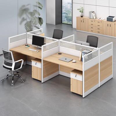 代办公职员桌现办公桌4人位具环亚乐-桌椅组合多人屏风工位家实木