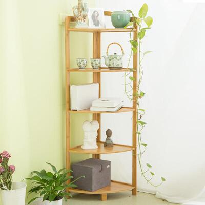 楠竹墙角架三角架厨客厅实木多层储收转物架卫生间角纳GRT-081房