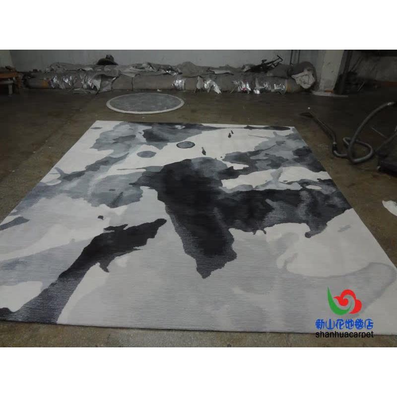 新中式抽象水墨画277样房客厅房茶几板沙发地毯书卧室大厅待室满