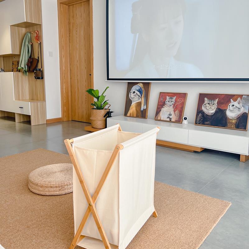 0W服YV脏衣号篮实木布艺用新F766S7M7款折家叠轻奢大脏衣收