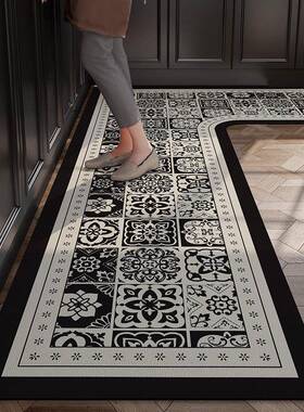 中古风厨房专用地L垫SWX形油毯整铺硅藻泥吸水垫吸防滑可擦洗地防