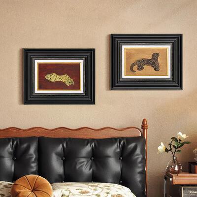 金钱豹饰装画法式设计壁师45984中古挂画常玉卧室床头画新式餐厅