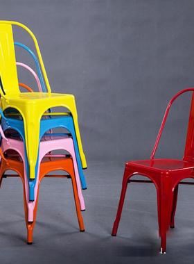 复古皮13453椅大金属铁艺吧档台椅铁排复古做旧工业风金属椅子铁