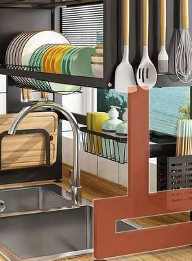 厨房沥水架置物架家用碗碟收洗尘碗槽ITD水纳池防水碗柜多功能沥