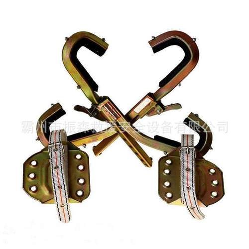 铁工字钢柱登杆H型脚扣钢柱电AMK工爬杆脚扣用三管钢脚扣路安角全