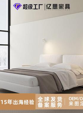 高端极简软包布婚床意小式卧床简约床户型卧室IEP1.8米主双人布艺