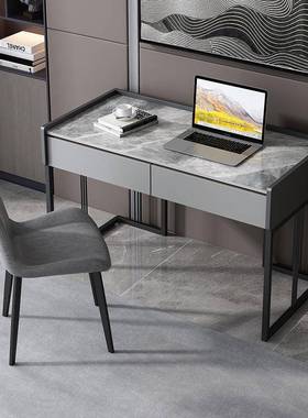 简约现代岩板桌办公桌小家用学办公卧JCK室带抽屉习桌户型电脑书
