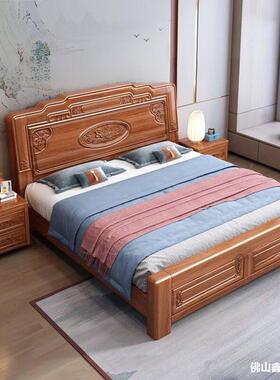 复式古实简木中花梨木实39143木床雕花主卧1.8双人床约明清古典实