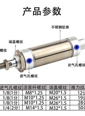 亚德客迷你气缸MFC16/0/5JLA/32-25X50X75X1020X1225X10SCA/5SU/C