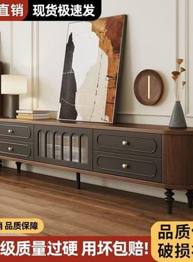 合奶油风储电视柜33295茶几组木网红轻奢感客厅白色新实款弧边物