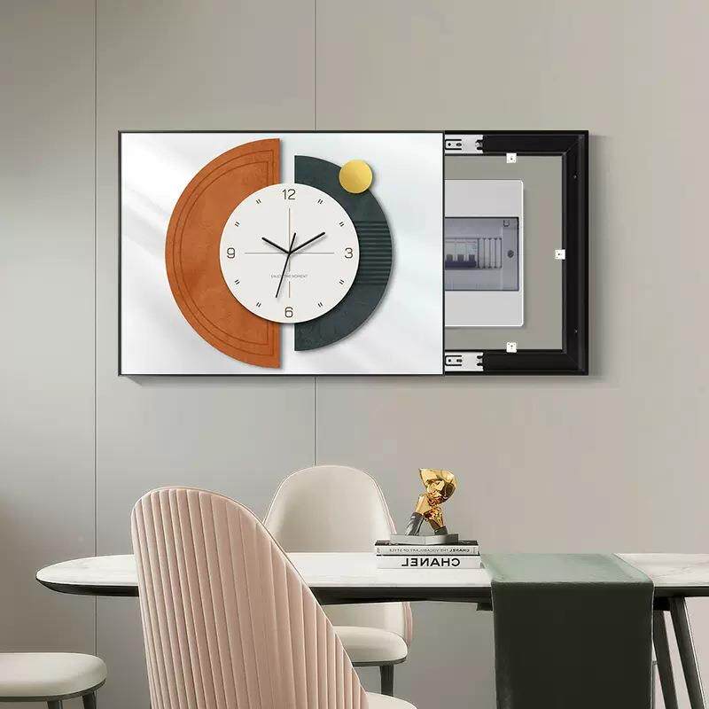 时电表箱装饰画多免媒体遮挡电闸拼接配电打箱挂画孔带钟表DTE壁