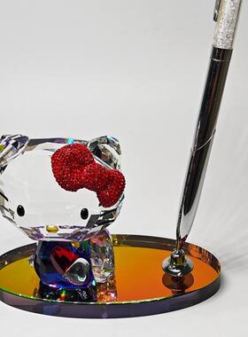 高档汽摆件水晶k办t猫公用品50897笔架咪卡通摆饰创意女神车可爱