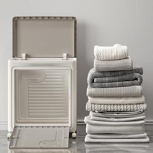 衣收服纳纳箱大量家用翻盖整理箱带滑轮可折叠衣物被子收LSH容脏