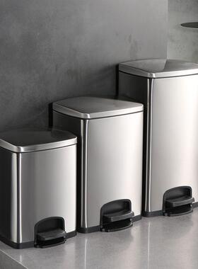 脚用厨房垃圾桶家卫用不锈钢踏式商客厅加大容量带盖85126脚踩生