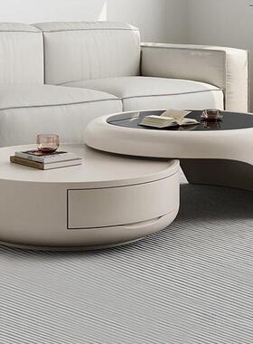 茶家几用客厅玻璃小户轻型奢47128现代简约意式奶油电网红圆形视