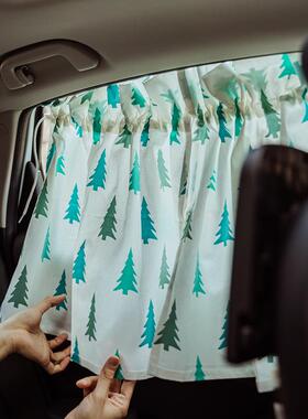 猫岛汽车RBY遮阳帘小清棉新麻防晒吸盘式车侧窗车内遮光防晒帘儿