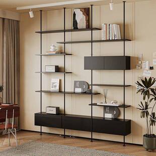 创见描述中古风书柜顶天地置物架多层实木陈书列架展示架意立式极