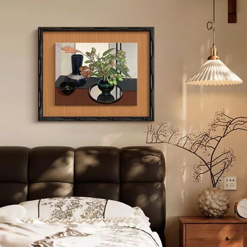 《雅物集》木皮画法式中古风静物花卉装饰画餐厅玄关复古艺术挂画