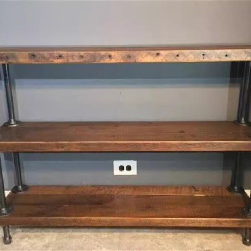 loft工业风实木搁板架多层落地收纳架置物架书架水管陈列展示货架