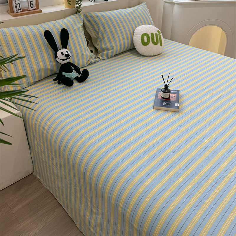 A类母婴级条纹床单单件100全棉纯棉水洗棉单人裸睡被单枕套三件套,床上用品,床单,淘宝优惠券,粉丝福利购,淘宝优惠卷