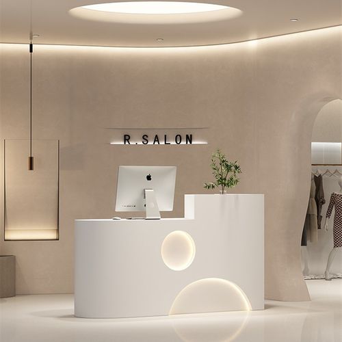 服装店收银柜台柜台店铺小型美容院吧台简约现代烤漆前台接待台女