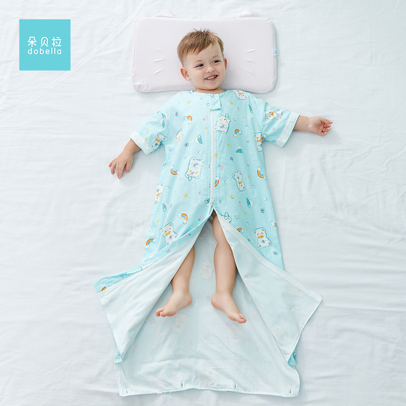 双层纯棉儿童睡袋中大童宝宝睡袍婴儿夏季防踢被子春秋薄款加大码
