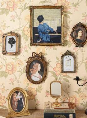 美式复古宫廷树脂相框家居软装壁挂文艺仿木轻奢浮雕画框挂饰