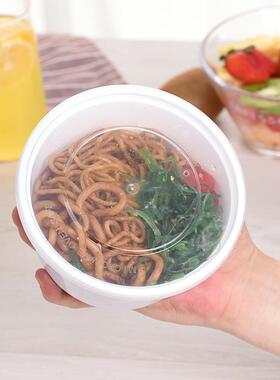 圆WMP形一餐性盒白色次外送塑料打包盒厚快餐加盒便当汤碗带盖子