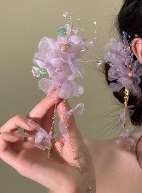 发紫藤之恋~绝美森紫色花夹女系春季超仙氛围感朵头花发饰WRE发卡