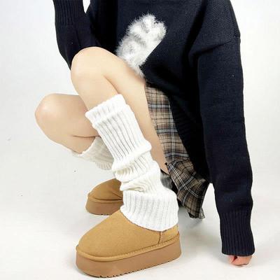 秋冬毛线针织松紧袜套雪地靴女50cm堆堆袜中筒保暖护百搭小腿袜子